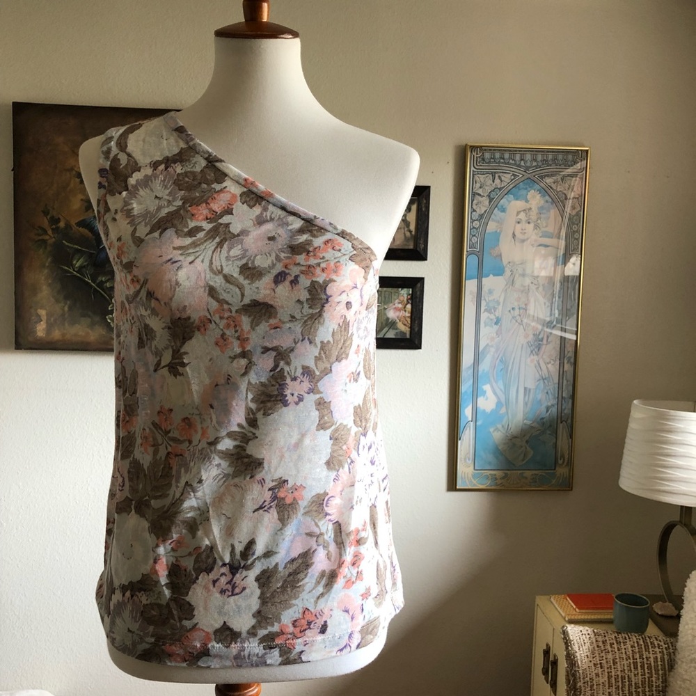 Rebecca Taylor One Shoulder Floral Top